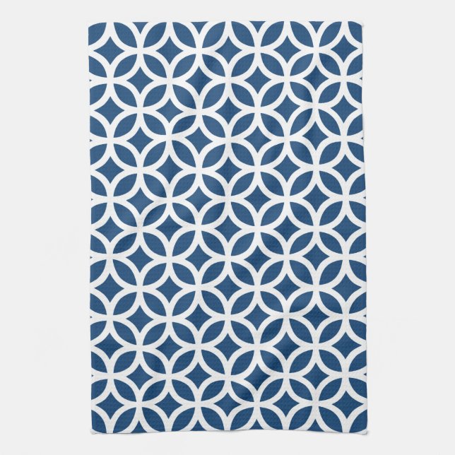 Monaco Blue Geometric Kitchen Towels (Vertical)
