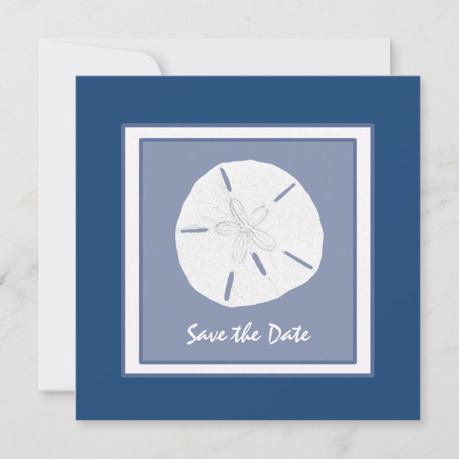 Monaco Blue Sand Dollar Save the Date (Front)