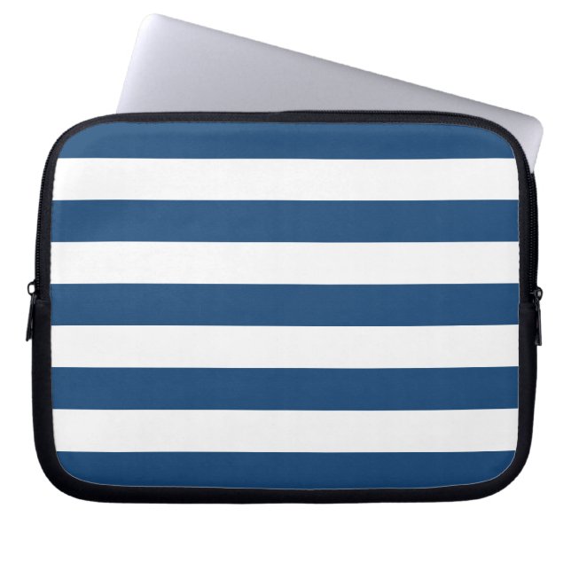 Monaco Blue Stripes Pattern Laptop Sleeve (Front)