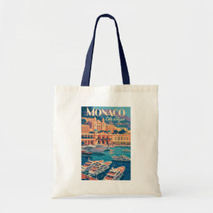 Monaco Cote D Azur Illustration Travel Art Vintage Tote Bag