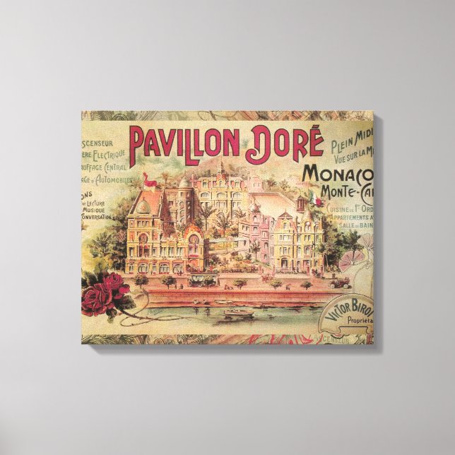 Monaco Fancy Vintage French Riviera France Canvas Print (Front)