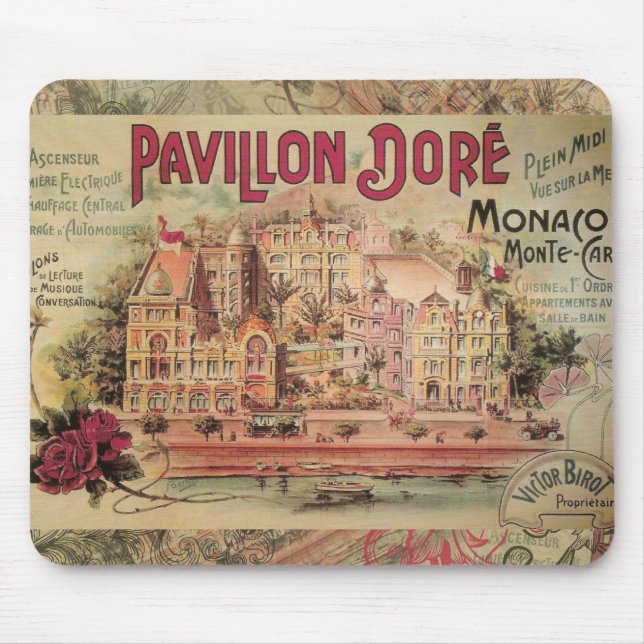 Monaco Fancy Vintage French Riviera France Mouse Pad (Front)