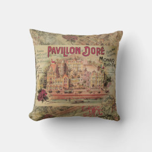 Monaco Fancy Vintage French Riviera France Throw Pillow