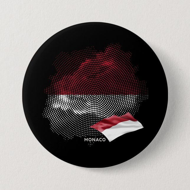 Monaco flag 3 inch round button (Front)