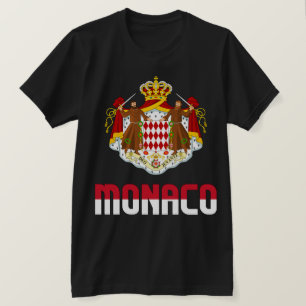 Monaco Flag and Coat Of Arms Patriotic T-Shirt