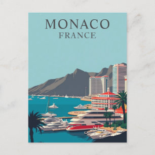 Monaco, France Boat Dock Harbour Vintage Postcard