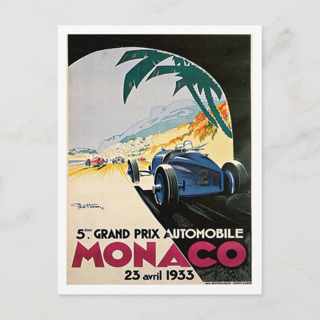 Monaco Grand Prix Automobile Postcard (Front)