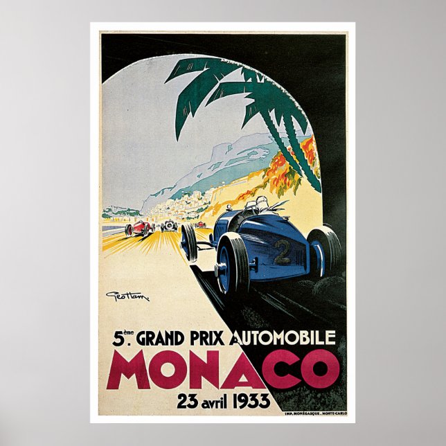 Monaco Grand Prix Automobile Poster (Front)