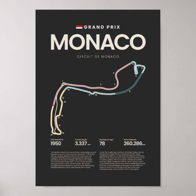 Monaco Grand Prix Circuit Map Poster (Front)