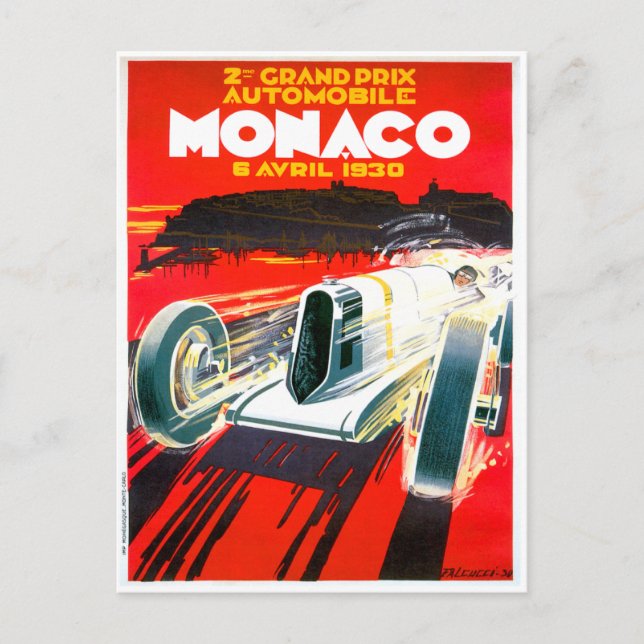 Monaco Grand Prix Race~ Vintage Automobile Ad Postcard (Front)