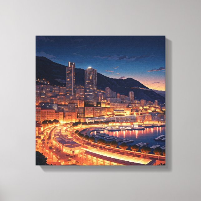 Monaco Monte Carlo at Night Canvas Print (Front)