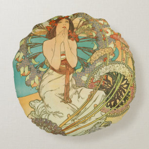 Monaco, Monte-Carlo, Chemins de Fer P.L.M by Mucha Round Pillow