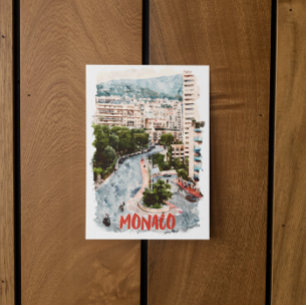 Monaco Retro Race Track French Riviera Travel  Postcard