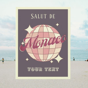 Monaco salut Retro Vintage teal blue Postcard