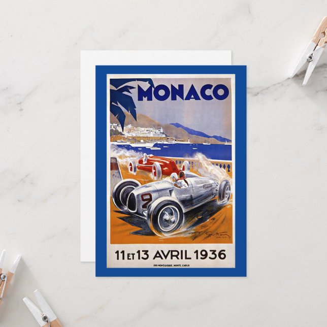 Monaco travel poster, 1936 auto race, (Front/Back In Situ)