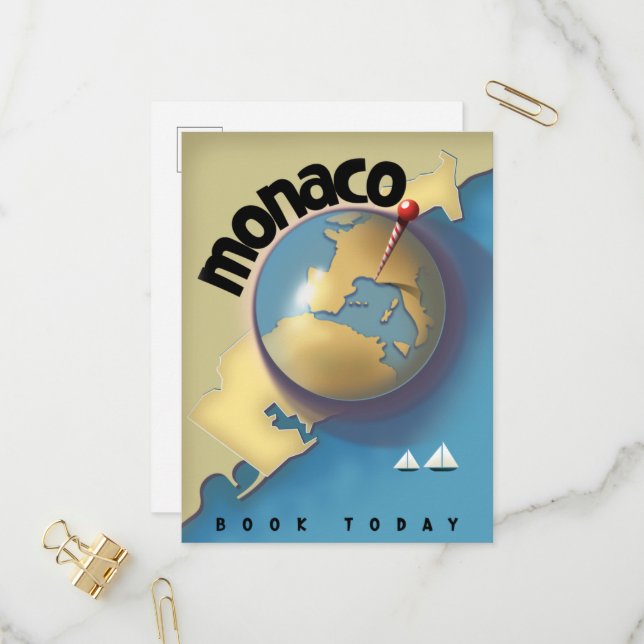 Monaco Travel poster  Invitation Postcard (Front/Back In Situ)