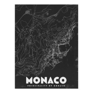 Monaco Vintage Travel Map Poster