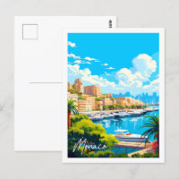 Monaco vintage travel place illustration