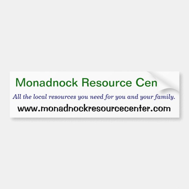 Monadnock Resource Centre Bumper Sticker (Front)