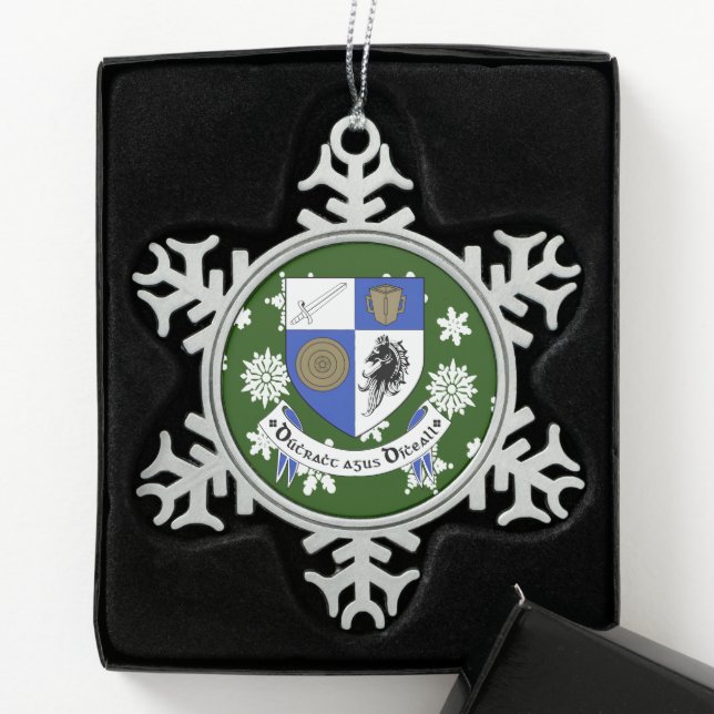 Monaghan Ireland Crest Irish Snowflake Pewter Christmas Ornament (Box)