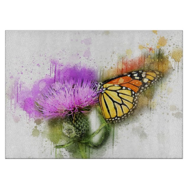 Monarch and Honeysuckle Cutting Board (Front)