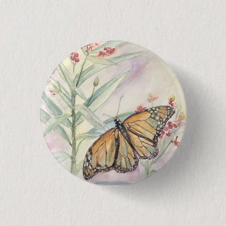 Monarch and Milkweed 1 Inch Round Button