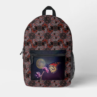 Monarch and Moon Purple Orange Abstract Printed Backpack
