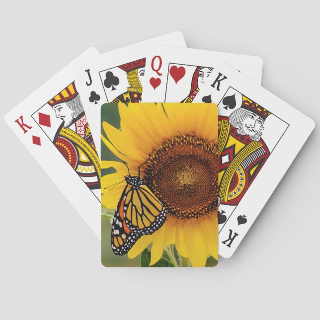 Monarch Butterfies on Sunflower Playing Cards (Back)