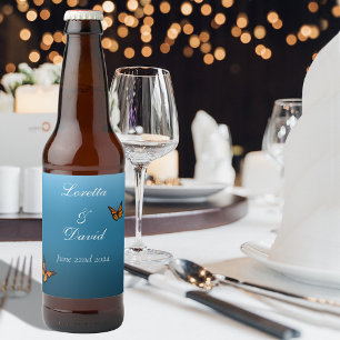 Monarch Butterflies Blue Ombre Beer Bottle Label