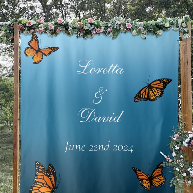 Monarch Butterflies Blue Ombre Tapestry (Creator Uploaded)