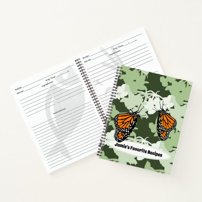 Monarch Butterflies  Custom Name Favourite Recipe Notebook (Inside)