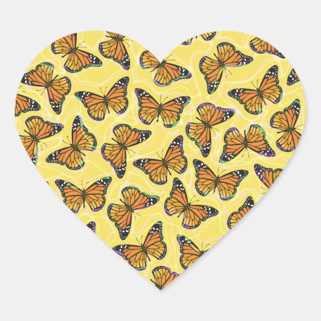 MONARCH BUTTERFLIES HEART STICKER (Front)