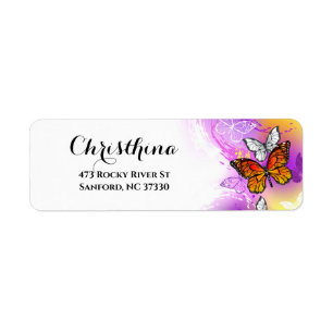 Monarch Butterflies on Purple Background