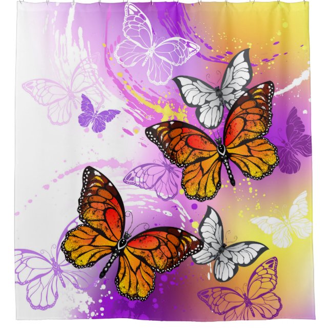 Monarch Butterflies on Purple Background (Front)