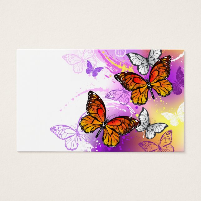 Monarch Butterflies on Purple Background (Front)