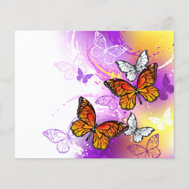 Monarch Butterflies on Purple Background (Front)