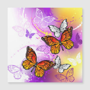 Monarch Butterflies on Purple Background
