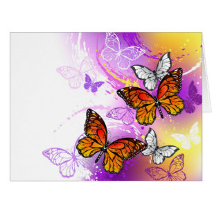 Monarch Butterflies on Purple Background