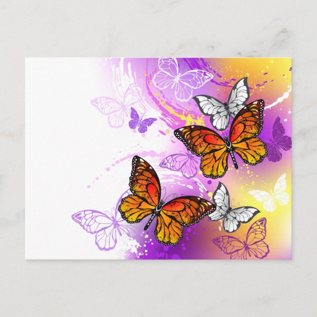 Monarch Butterflies on Purple Background Advice Card (Front)