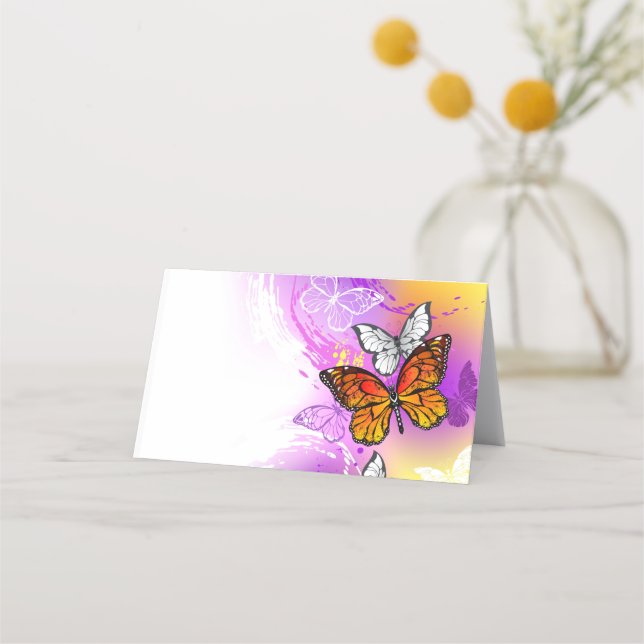 Monarch Butterflies on Purple Background Appointment Card (Front)