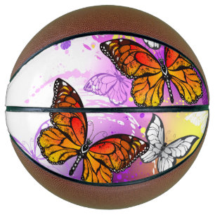 Monarch Butterflies on Purple Background Basketball