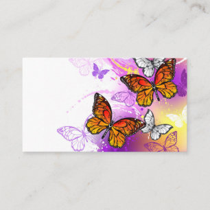 Monarch Butterflies on Purple Background Calling Card