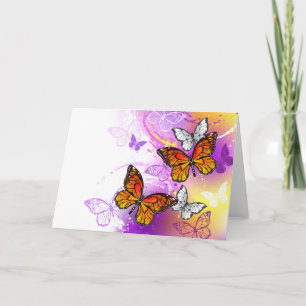 Monarch Butterflies on Purple Background Card