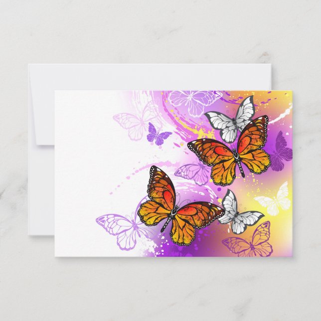 Monarch Butterflies on Purple Background Card (Front)