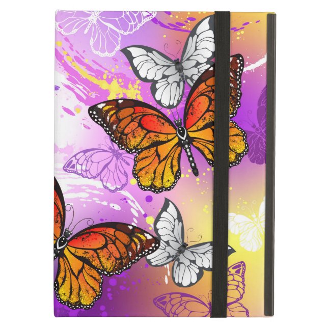 Monarch Butterflies on Purple Background Case For iPad Air (Front Closed)