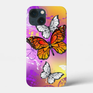 Monarch Butterflies on Purple Background iPhone 13 Mini Case