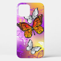 Monarch Butterflies on Purple Background