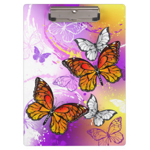 Monarch Butterflies on Purple Background Clipboard