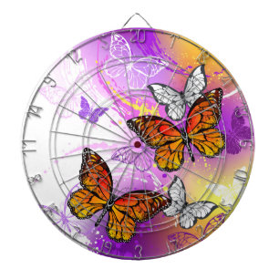 Monarch Butterflies on Purple Background Dartboard