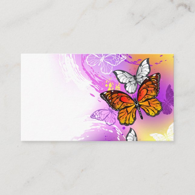 Monarch Butterflies on Purple Background Discount Card (Front)